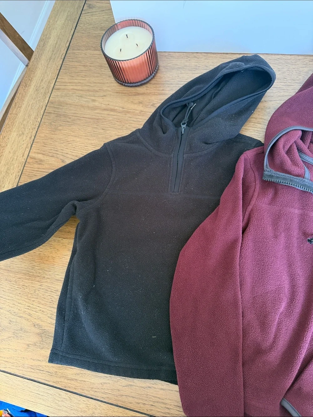 Old Navy Kids Quarter Zip Fleece Hoodie - Black & Burgundy